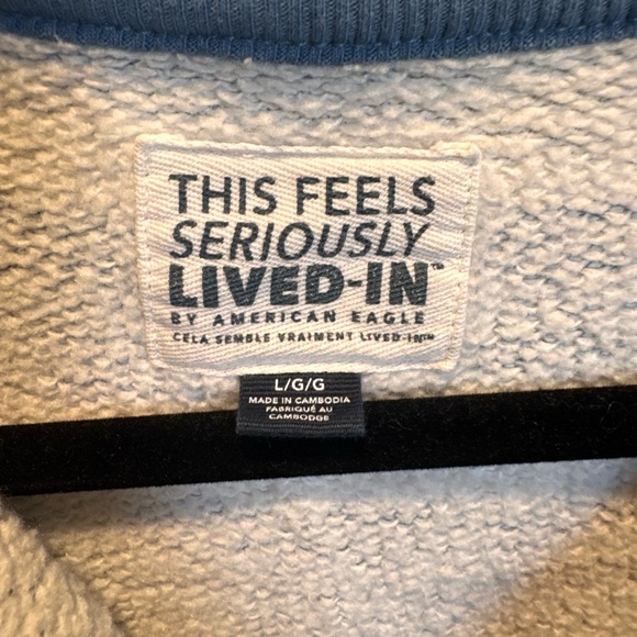 American Eagle Outfitters Cozy Blue and Cream Pullover - Picture 2 of 4